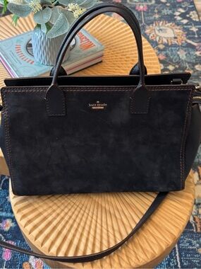 Kate Spade Duncan Navy Blue Suede Shoulder Handbag Crossbody